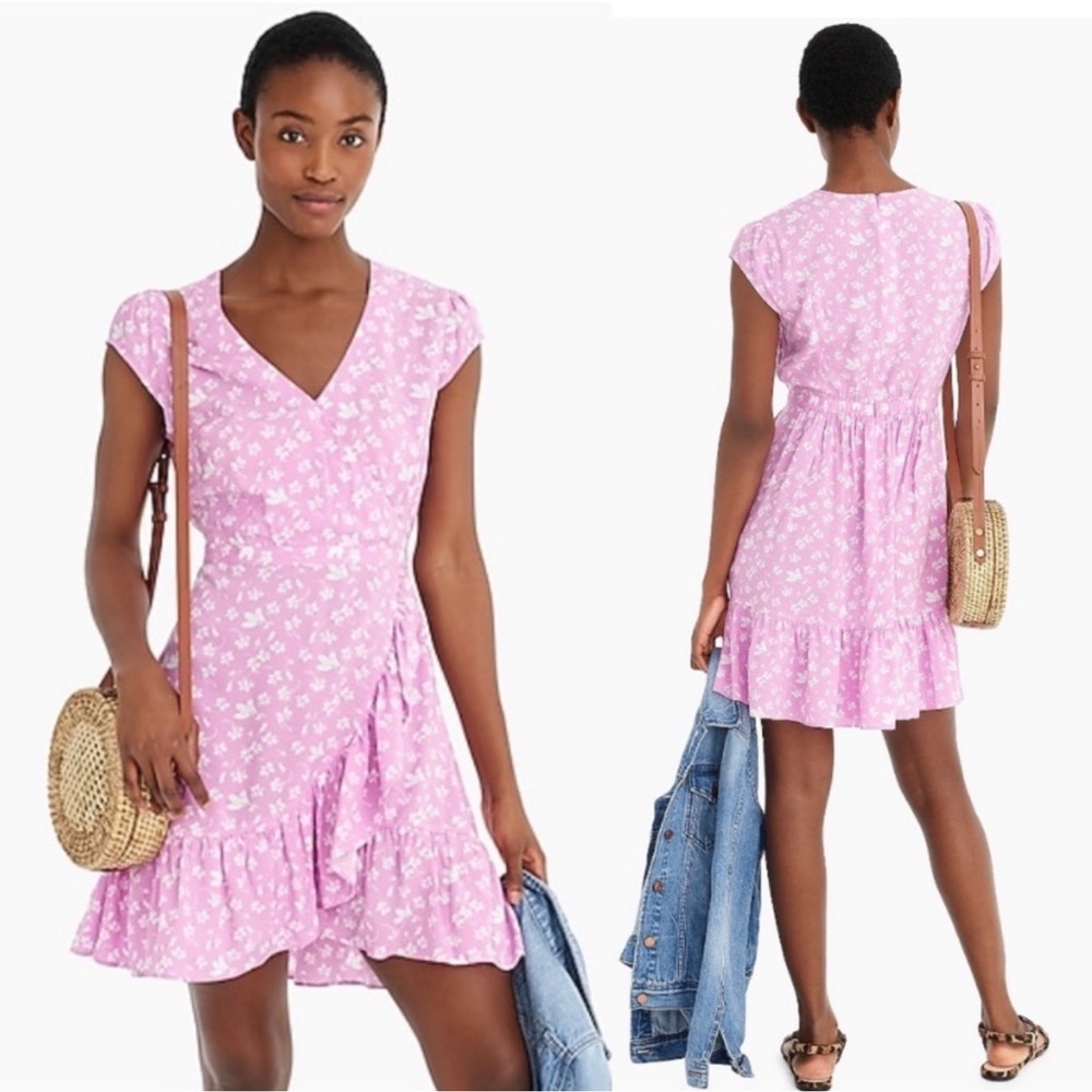 J. Crew Dresses J Crew Ruffle-Front Mini Dress  Bubblegum Floral - Size: 2 - Picture 4 of 6